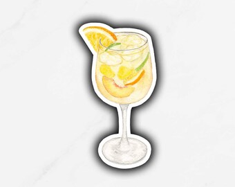 White Sangria Sticker, Signature Drink Sticker, DIY Wedding Bar Sign, Wine Lovers, Summer Cocktail