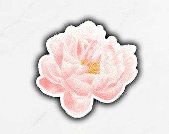 Pink Peony Sticker, Pink Peony Vinyl Sticker, Watercolor Peony Sticker, Waterproof Peony Flower Sticker, Peony Die Cut Sticker