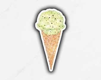 Mint Chocolate Chip Ice Cream Sticker, Ice Cream Waffle Cone Sticker, Ice Cream Party Favors, Frozen Yogurt Sticker, Ice Cream Lover