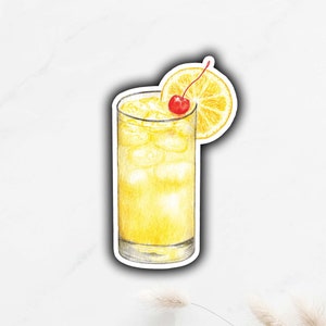 Harvey Wallbanger Sticker, Vodka Orange Cocktail Sticker, Signature Drink Sticker, Signature Cocktail Sign, DIY Wedding Bar Sign image 1