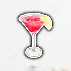 Raspberry Lemon Drop Sticker, Signature Drink Sticker, DIY Wedding Bar ...