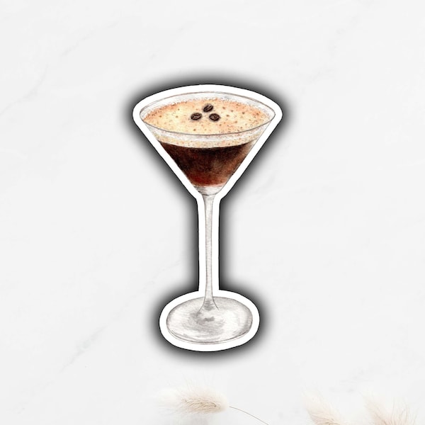 Espresso Martini Sticker with Coffee Beans, Signature Drink Sticker, DIY Wedding Bar Sign, Signature Cocktail Sign, Coffee Lover