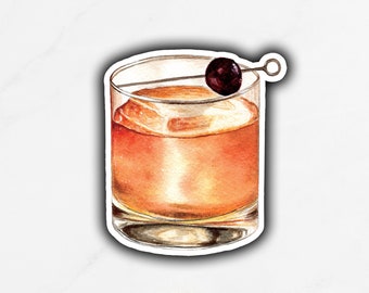 Whiskey Sticker, Whiskey on the Rocks Sticker, Old Fashioned Sticker, Manhattan Cocktail, Signature Drink Sticker, DIY Wedding Bar Sign