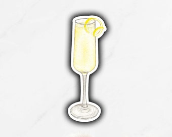 French 75 Sticker, Signature Drink Sticker, DIY Wedding Bar Sign, Champagne Cocktail Sticker, Bar Cart Decor, Signature Cocktail Sign