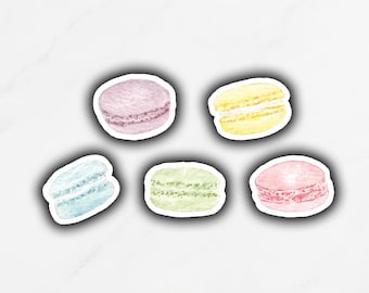 5 Macaron Stickers , Macaron Vinyl Sticker, Macaron Die Cut Sticker, French Macaron Sticker, Italian Macaron Sticker, Bridal Shower Sticker
