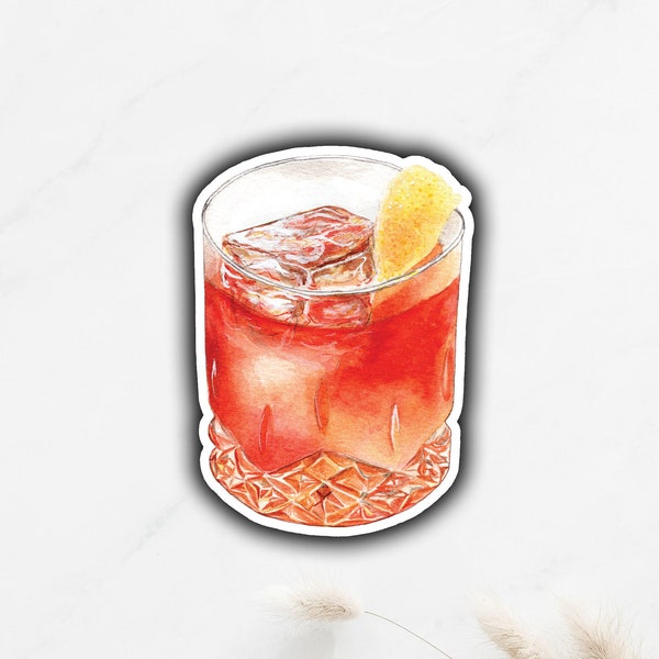 Negroni Cocktail Sticker, Negroni Vinyl Sticker, Gin Cocktail Sticker, Compari Cocktail, Signature Drink Sticker, DIY Wedding Bar Sign