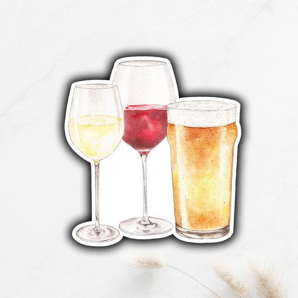 Beer and Wine Sticker, Beer Vinyl Sticker, Wine Vinyl Sticker, Signature Drink Sticker, Signature Cocktail Sticker, DIY Wedding Bar Sign