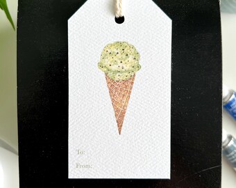 Mint Chocolate Chip Ice Cream Tag, Personalized Gift Tag, Ice Cream Party Favors, Ice Cream Birthday, Thank You Tags