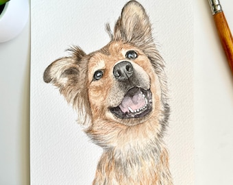 Custom Watercolor Pet Portrait, Hand Painted Dog, Cat Painting
