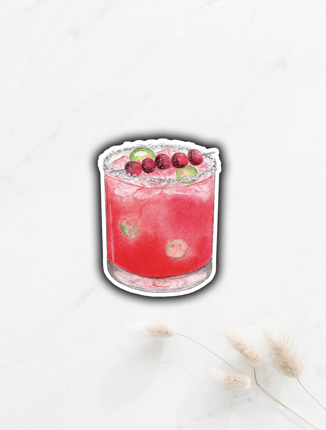 Cranberry Jalapeño Margarita Sticker, Tequila Cocktail Sticker