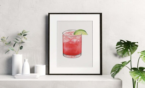 Vodka Cranberry Art Print, Bar Cart Decor, Cocktail Art Print