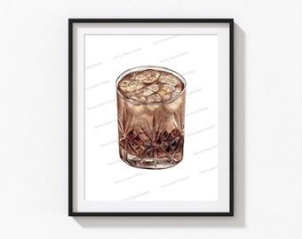 Jack Daniels and Coke Art Print, Bar Cart Decor, Cocktail Art Print, Signature Drink Sign, Jameson and Coke Wall Art, Rum and Coke