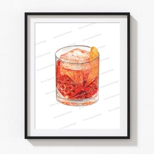 Negroni Art Print, Bar Cart Decor, Cocktail Art Print, Signature Drink Sign, Bar Wall Art, Negroni Poster, Watercolor Cocktail Print