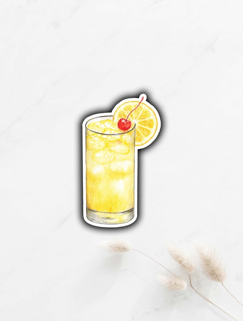 Harvey Wallbanger Sticker, Vodka Orange Cocktail Sticker, Signature Drink Sticker, Signature Cocktail Sign, DIY Wedding Bar Sign image 1