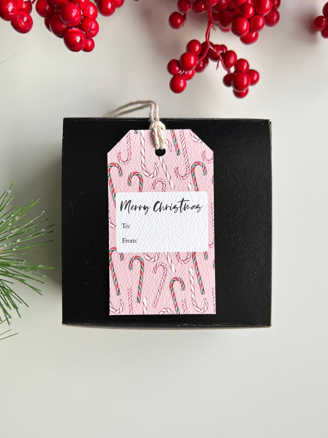Candy Cane Gift Tag, Personalized Christmas Gift Tag, Holiday Gift Tag ...