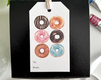Donut Gift Tag, Personalized Gift Tag, Doughnut Party Favors, Baked Goods Tag, Baked Goods Label, Pink Sprinkle Donut, Donut Lover Tag