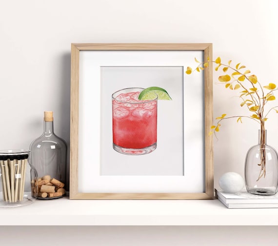 Vodka Cranberry Art Print, Bar Cart Decor, Cocktail Art Print