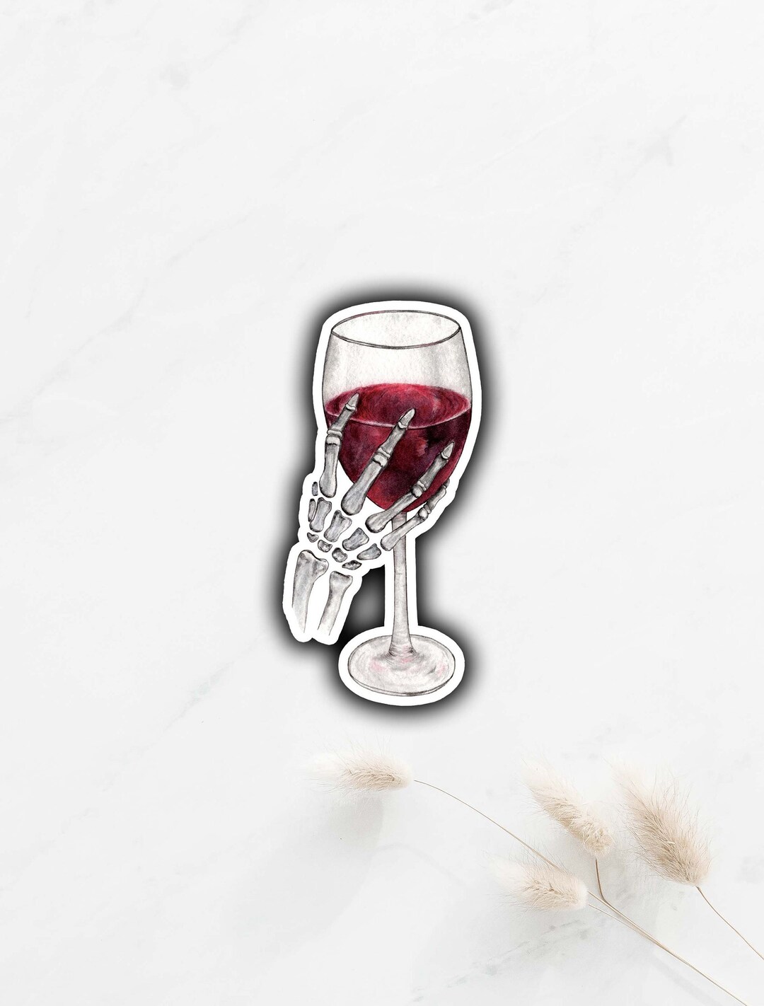 Skeleton Wine Glass Sticker Halloween Sticker Red Wine Etsy
