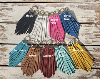4" Genuine Leather Tassel Earrings, Boho Fringe Dangle