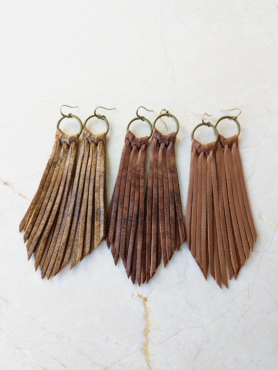 Orecchini Con Frangia In Pelle Cowgirl: Lunghi 15 Cm, Stile Boho Western, Fatti A Mano, Ipoallergenici, Regalo Perfetto Per Ragazze