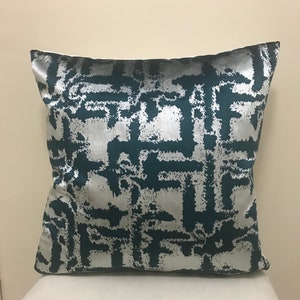 Teal Green and Silver Pillow Cover VelvetPillow All SizePillowsCustom Made PillowVelvetPillowCover18X18Velvet Cushion CoverDecorativePillows