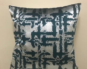 teal and silver throw pillows