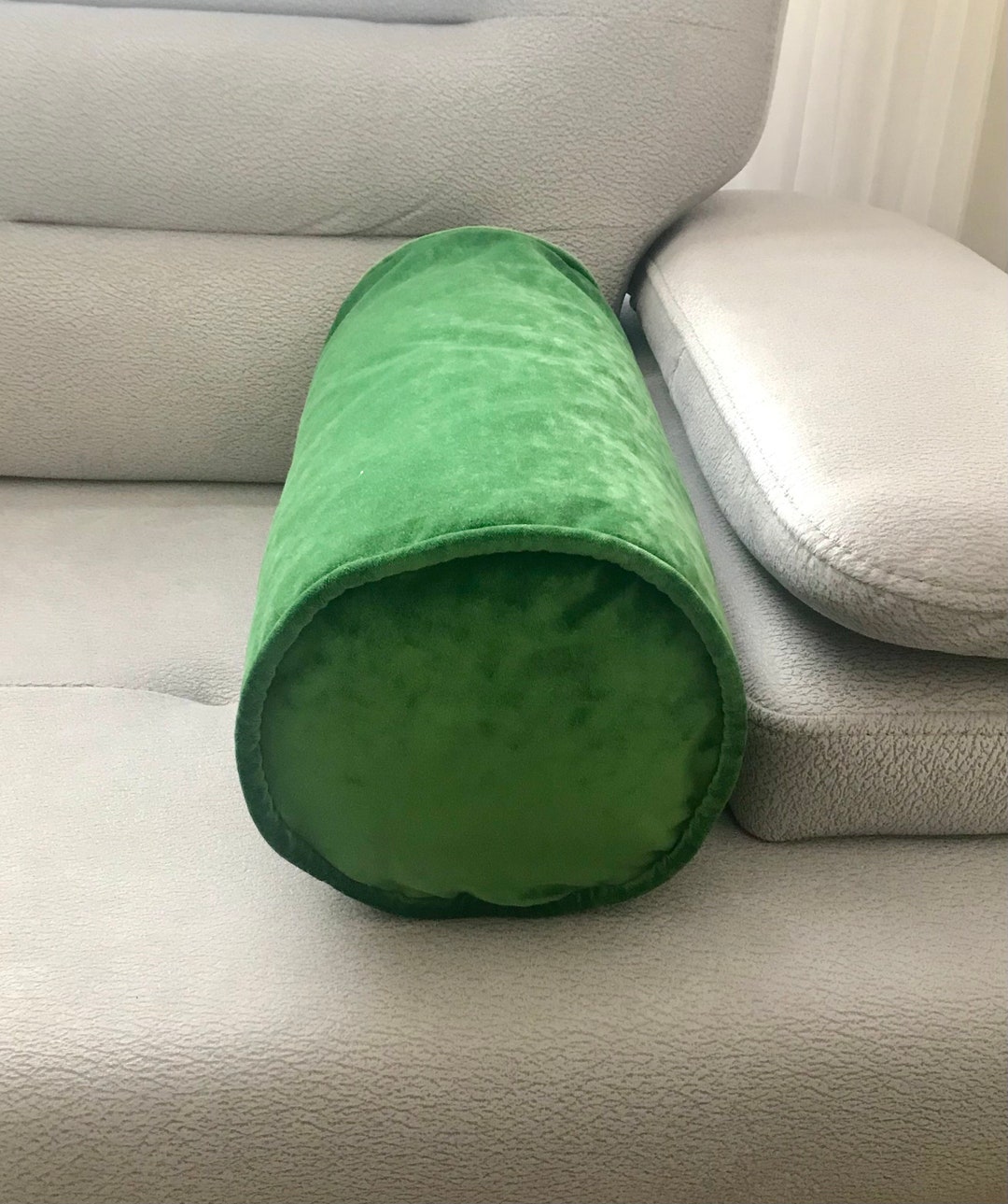 Green Velvet Bolster Pillow Cover Decorative Bolster Pillow Luxury
