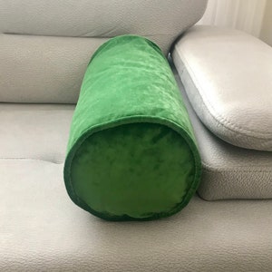Green Velvet Bolster Pillow Cover With Piping Decorative Bolster Pillow Luxury Bolster Sofa Bolster CoverSoft Velvet Neck Pillow Roll Pillow