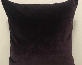 Dark Plum Velvet Pillow Cover With Piping, Plum Velvet Pillow, Custom Made Pillow Case, 18X18 20X20 22X22 24X24 26X26 Throw Velvet Pillow
