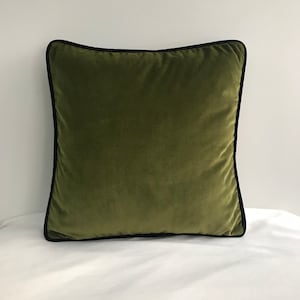 Olive Green Pillow Cover With Piping, Velvet Pillow All Size Pillow Custom Made Pillow Throw Velvet Pillow Cover 18X18 Velvet Cushion Cover