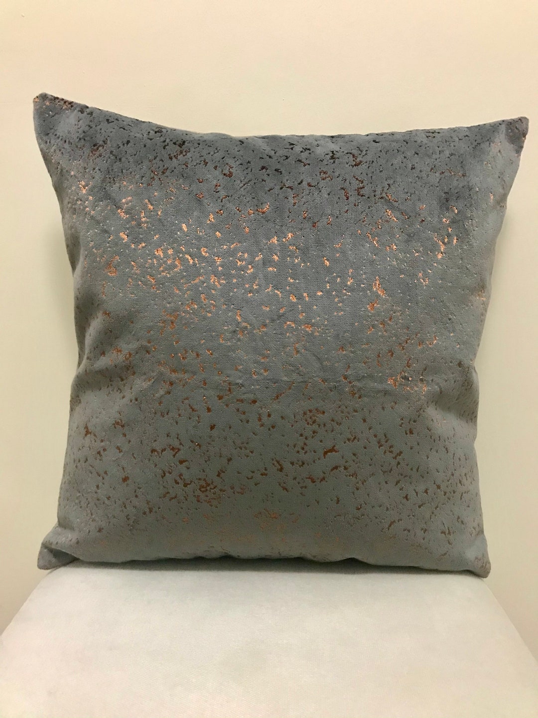 Gray and Copper Pillow Cover Velvet Pillow All Size Pillows Custom Made
