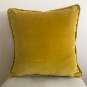 Mustard Velvet Pillow Cover, Piping Velvet Pillow, Mustard Pillow, Custom Made Pillow, Cushion Case, 18X18  20X20 Mustard Velvet Pillow