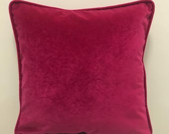 Fuchsia Pillow Cover With Piping, Velvet PillowAll Size Pillow Custom Made Pillow Velvet Pillow Cover 18X18 Velvet Cushion Case Throw Pillow