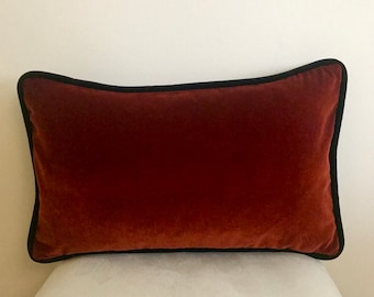 Terracotta Pillow Cover With Piping, Velvet Pillow All Size Pillows Custom Made Pillow, Velvet Pillow Cover, Cushion Cover Decorative Pillow