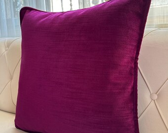Funda de almohada morada con ribete, almohada de terciopelo, almohadas de todos los tamaños, almohada personalizada, funda de almohada de terciopelo, funda de cojín, almohadas decorativas