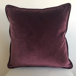 Plum Pillow Cover With Piping, Plum Velvet Pillow, All Size Pillow Custom Made Pillow, Velvet Pillow Case, Velvet Cushion Cover Throw Pillow