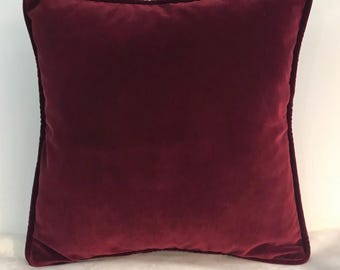 Taie d'oreiller en velours bordeaux avec passepoil, taie d'oreiller bordeaux, housses de coussin décoratives, taie d'oreiller, oreiller en velours, taie d'oreiller en velours