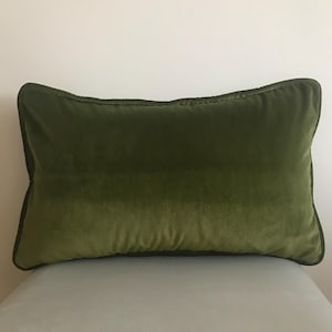 Olive Green Pillow Cover With Piping, Throw Pillow Covers, All Size Pillows, Custom Made Pillow, Green Velvet Pillow Cover, Cushion Cover