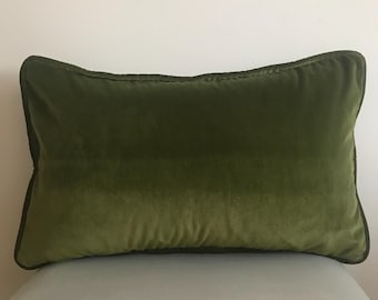 Olive Green Pillow Cover With Piping, Throw Pillow Covers, All Size Pillows, Custom Made Pillow, Green Velvet Pillow Cover, Cushion Cover