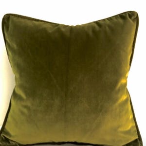 Olive Green Velvet Pillow Cover With Piping, Green Pillow, Custom Made Pillow, Velvet Cushion Case, 18X18 20X20 22X22 24X24 Pillow Cover