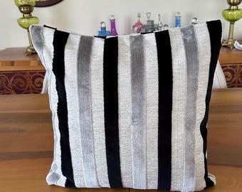 Black and Gray Velvet Pillow, Black Velvet Pillow Cover, All Size Pillow, Throw Velvet Pillow Case, Velvet Cushion Cover, Euro Sham Pillow