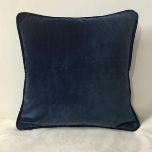Navy Pillow Cover With Piping, Navy Velvet Pillow, Custom Made Pillow, 18X18 20X20 22X22 24X24 Pillow Cover, Velvet Pillow Case,Throw Pillow