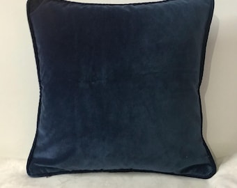 Navy Pillow Cover With Piping, Navy Velvet Pillow, Custom Made Pillow, 18X18 20X20 22X22 24X24 Pillow Cover, Velvet Pillow Case,Throw Pillow