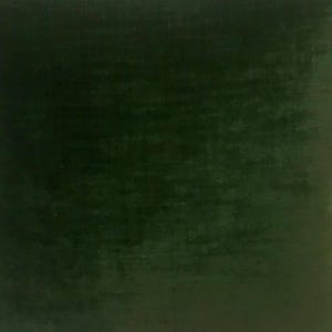 May include: A solid green velvet fabric swatch. The fabric has a subtle texture and a rich, deep green color.