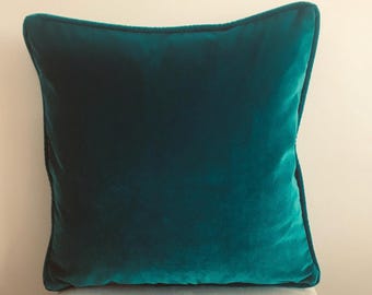 Teal Green Pillow Cover With Piping, All Size Pillow, Throw Pillow Cover, Velvet Pillow Cover, 18X18 Velvet Cushion Case,Decorative Pillows