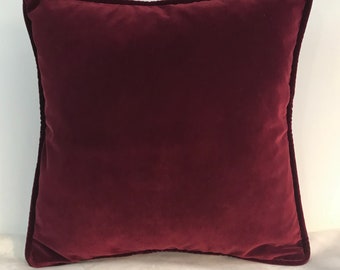 Burgundy Velvet Pillow Cover, Burgundy Pillow Case, Decorative Cushion Covers, Pillow Case, 18X18 Velvet Pillow, 20X20 Velvet Pillow Cover