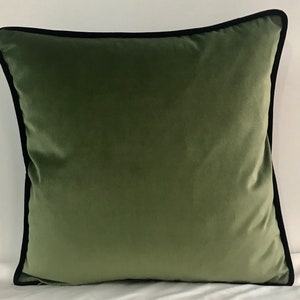 Green Pillow Cover With Piping, Green Velvet Pillow, All Size Pillow, Custom Made Pillow, 18X18 20X20 22X22 Cushion Case, Throw Pillow Cover