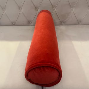 Orange Velvet Bolster Pillow Cover, Decorative Bolster Pillow Luxury Bolster Velvet Cover, Sofa Bolster Cover Soft Velvet Neck, Pillow Roll
