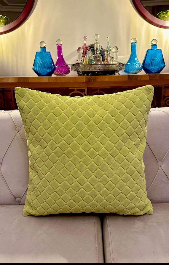 Neon Yellow Pillow Cover, Velvet Pillow, All Size Pillow Custom