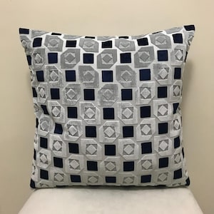 Navy and Gray Pillow Cover, Navy Velvet Pillow, All Size Pillow Custom Made Pillow, Velvet Pillow Case, Throw Cushion Cover Euro Sham Pillow